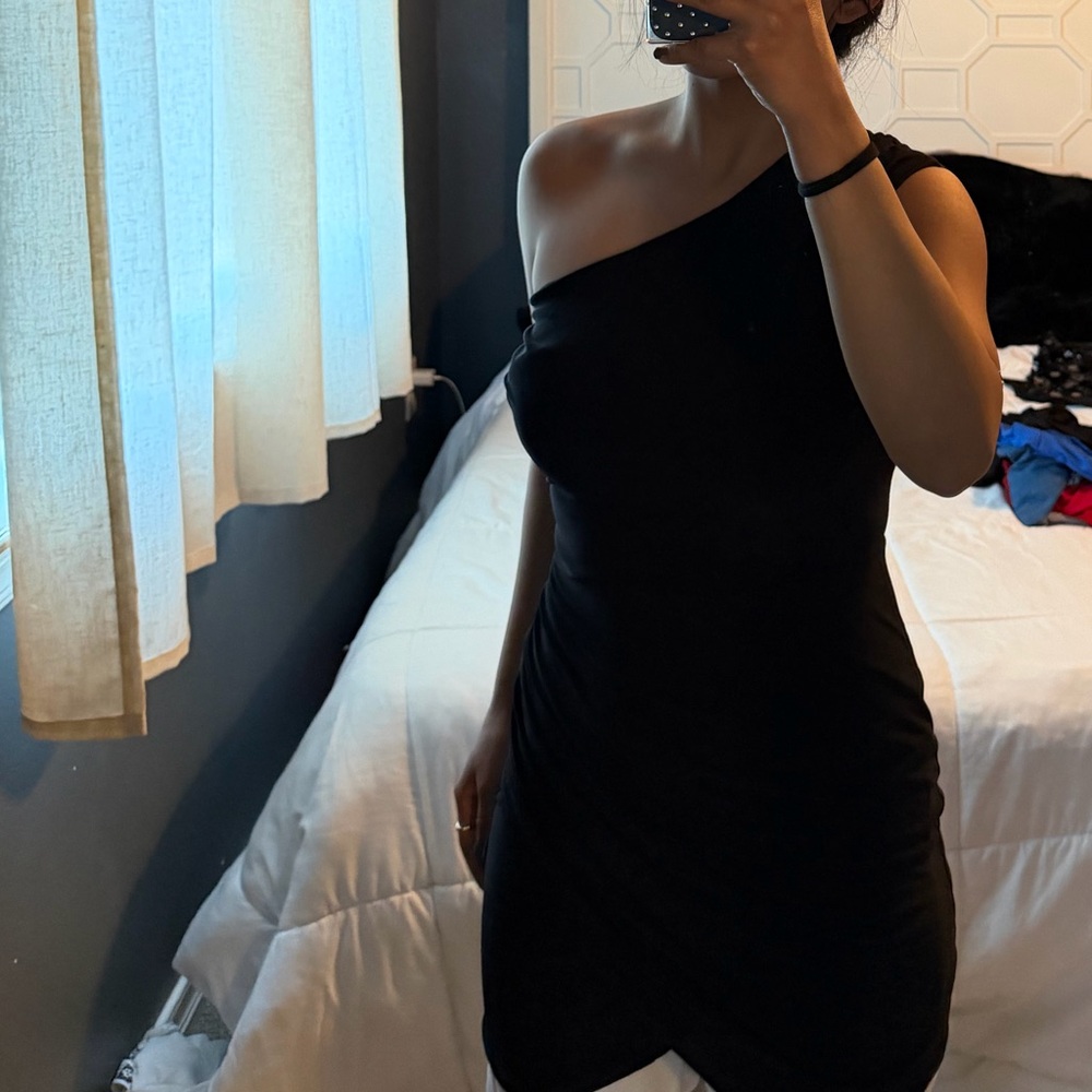Elegant Black Asymmetrical Dress